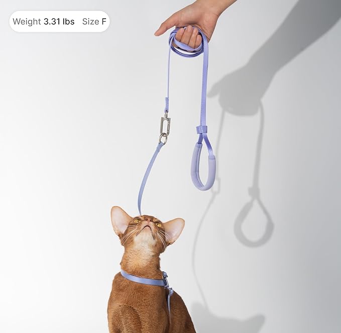 Cat Harness and Leash Set, Lightweight Escape Proof Cat Harness Leash with Padded Handle, Adjustable Cat Leash and Harness for Kitten Small Large Cats Walking Training (Linen, L)