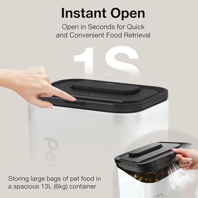 Vacuum Dog Food Storage Container, Airtight Pet Food Container, 13L Dry Pet Food Bucket for Dogs Cats Rechargeable Sealed Storage Bin with lid & Scoop