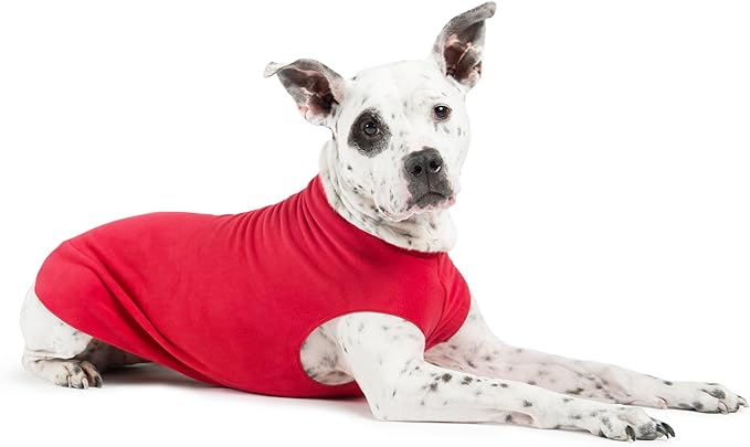 Goldpaw Stretchy Fleece Jacket for Small Dogs - Super Soft, Warm Dog Sweater - Pet Sweater Vest for Fall and Winter - Canine Clothes Made in The USA - Machine Washable - Red - Size 24