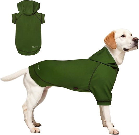 Kicred Basic Dog Hoodie, Premium Dog Sweater Pullover, Soft & Comfy Cotton Pet Clothes Hoodies with Hat and Leash Hole, Doggy Puppy Sweatshirt Coat for Small Medium Large Dogs - Army Green (XX-Large)