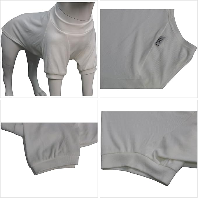 Lovelonglong Ribbed Dog T-Shirt Cotton Knitted Dog Sweaters for All Season Pet T-Shirts for Large Medium Small Dogs Off White XS