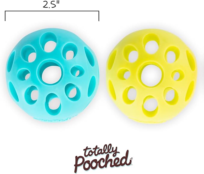 Messy Mutts Totally Pooched Huff'n Puff Ball | 2.5” TPR Puzzle Ball for Dogs | 2-in-1 Durable Interactive Toy and Tooth Cleaner | Green