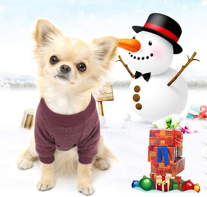 Idepet Pet Dog Classic Knitwear Sweater Soft Fleece Dog Coat Soft Thickening Warm Pup Dogs Shirt Winter Pet Dog Cat Clothes Puppy Customes Clothing for Small Dogs (S, Brown)