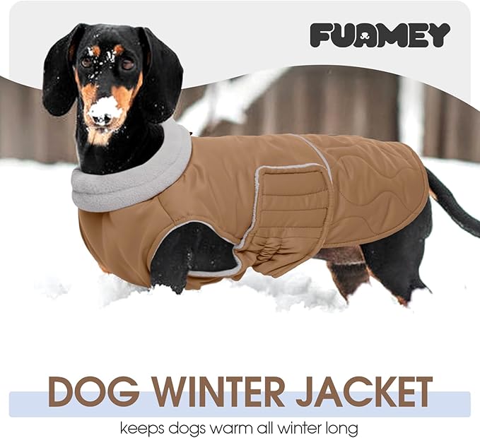 FUAMEY Winter Warm Coat: Fleece Turtleneck Dog Jacket, Thick Waterproof Windproof Coats for Cold Weather. Snowsuit Vest for Small to Large Dogs.