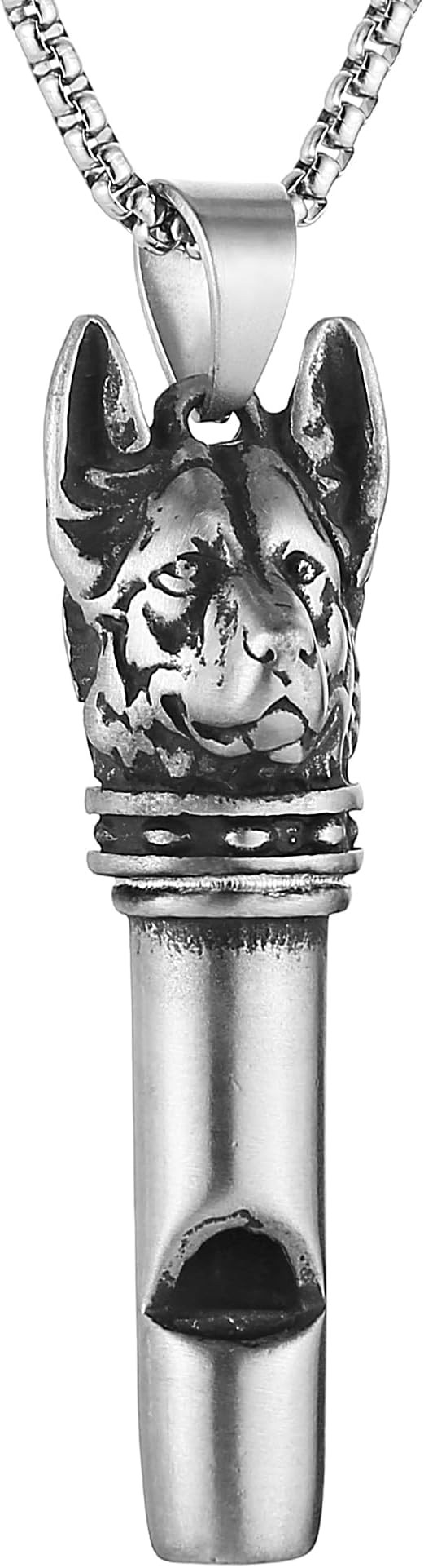 HZMAN Stainless Steel Viking Wolf Head Whistle, 80 Decibel Sports Dog Outdoor Whistle Adventure Gift