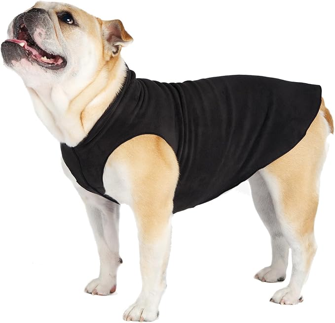 Goldpaw Stretchy Fleece Jacket for Small Dogs - Super Soft, Warm Dog Sweater - Pet Sweater Vest for Fall and Winter - Canine Clothes Made in The USA - Machine Washable - Black - Size 10