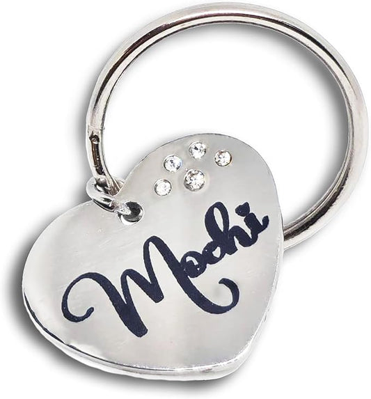 Custom Pet Tags Personalized for Cats & Dogs | Cat tag: Durable Stainless Steel. Custom Engraved Dog Tags for Collars, Harnesses & Leashes | Many Fonts & Design (Silver, Diamond Heart)