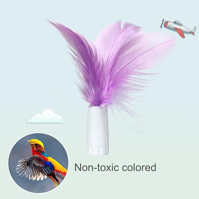 ORSDA 6PCS Feathers Replacement ONLY Interactive Cat Toys