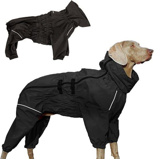 Small Medium Large Dog Raincoat, Waterproof Dogs Rain Jacket, Puppy Side Zipper Reflective Strip Leash Holes Elastic Raincoats