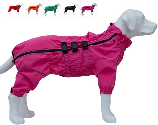 Dogs Waterproof Jacket, Lightweight Waterproof Jacket Reflective Safety Dog Raincoat Windproof Snow-Proof Dog Vest for Small Medium Large Dogs Rosered 4XL