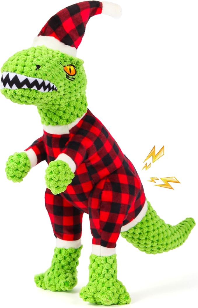 Christmas Dog Toy for Large Breeds - Squeaky Plush Tug of War Toy with Crinkled Paper - Stuffed Animal to Keep Dogs Busy