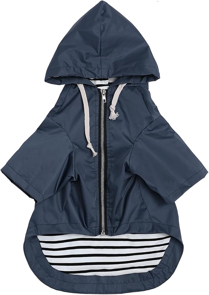 Dog Raincoat rain Jacket Raincoat Dogs Waterproof Small Medium Breeds Zip Closure Storage Pocket Harness Hole Blue XS