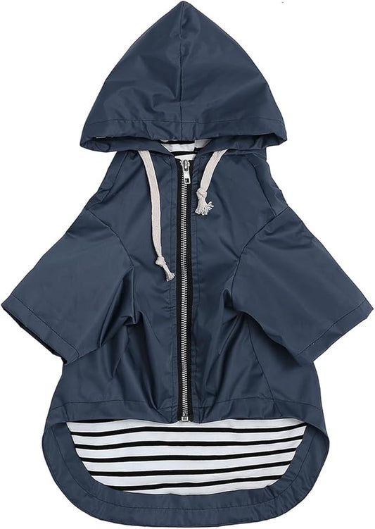 Dog Raincoat rain Jacket Raincoat Dogs Waterproof Small Medium Breeds Zip Closure Storage Pocket Harness Hole Blue L