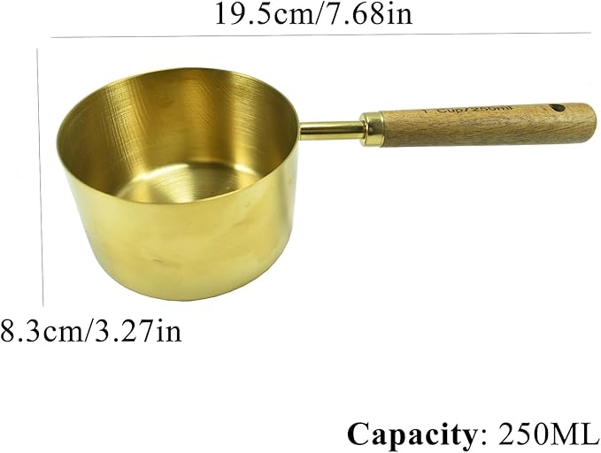 1 Cup Stainless Steel Dog Cat Food Measuring Scoop for Dry and Wet Food, Accurate Measurement for Rice, Flour, Grain (Copper)