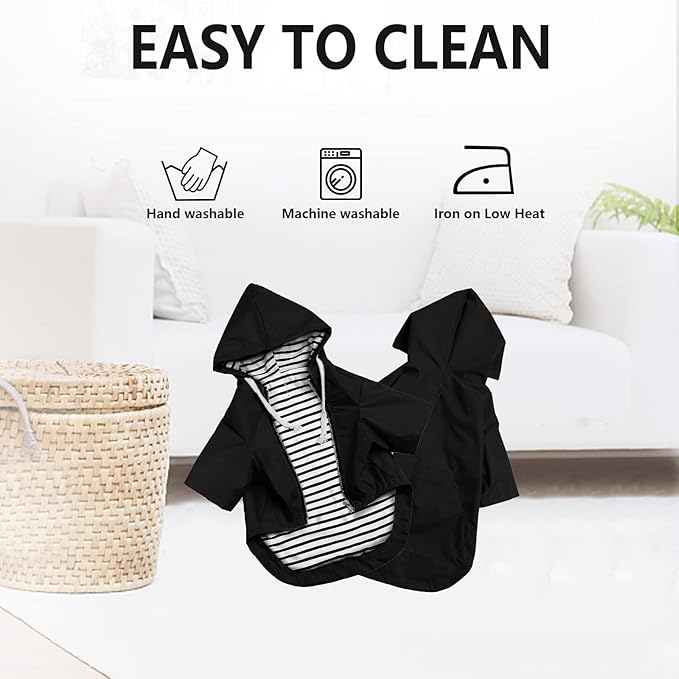 Dog Raincoat rain Jacket Raincoat Dogs Waterproof Small Medium Breeds Zip Closure Storage Pocket Harness Hole Black XXL