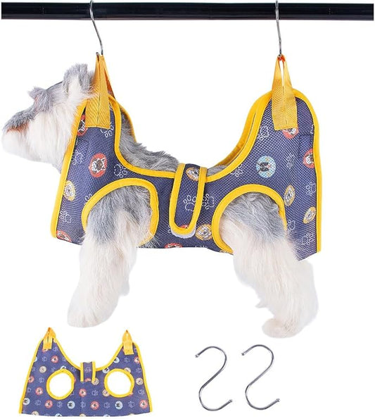 AIO Cat & Dog Restraint Sling for Nail Trimming Foldable Dog Grooming Supet Relaxation Hammock Harness for Pet Grooming S Yellow