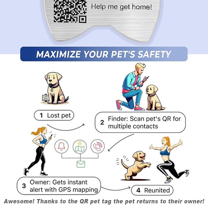 Dog Tags Personalized for Pets,Dog Name Tags QR Code,No Subscription Fees,Modifiable Pet Online Profile,Stainless Steel,No App Required,for Dogs and Cats Small,Medium,Large(Bow Tie,Small)