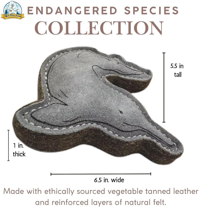 Yeti Dog Chew Premium Leather Dog Toy, All Natural Ethically Sourced, River Dolphin