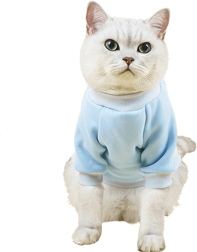 Puppy Sweater for Small Dogs Clothes Warm Winter Cat Clothe Pet Sweatshirt Knitwear Doggie Kitten Clothing, Light Blue, XX-Small