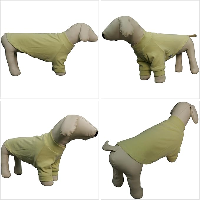 Lovelonglong Ribbed Dog T-Shirt Cotton Knitted Dog Sweaters for All Season Pet T-Shirts for Large Medium Small Dogs Chartreuse M