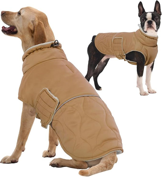 FUAMEY Winter Warm Turtleneck Coat - Thick Waterproof Fleece - Dog Snowsuit for Small to Large Dogs