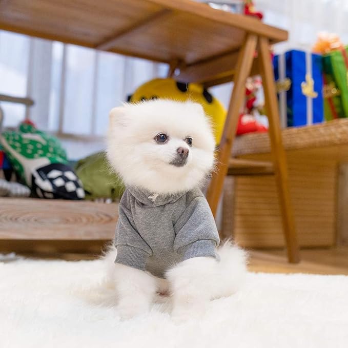 KOOLTAIL Basic Dog Hoodie - Soft and Warm Dog Hoodie Sweater with Leash Hole and Pocket, Dog Winter Coat, Cold Weather Clothes Sweatshirt for Small Medium Large Dogs Puppy Cat Boys Girls Grey M