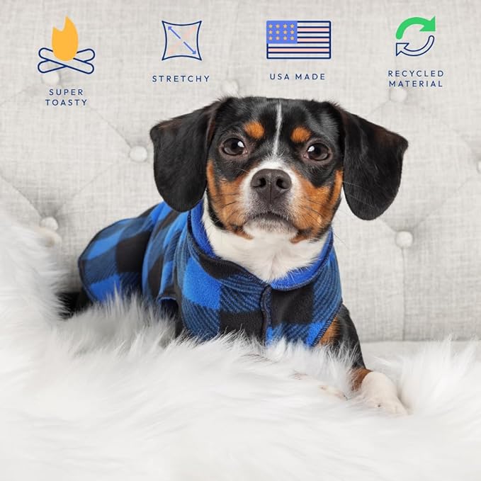 Goldpaw Duluth Double Fleece Dog Sweater Vest for Large Dogs - Soft, Stretchy Dog Fleece - Warm Pet Jacket for Fall and Winter - Premium Pet Outerwear - Machine Washable - Charcoal/Marine - Size 24