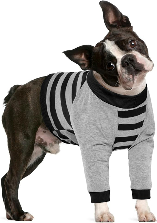 FUAMEY Dog Recovery Sleeve with Elbow Protector,Dogs Shirt Stop Licking Joints,Pet Long Sleeve Suit Protecting Dog's Front Leg Arm Wounds Cover Skin Conditions Black Stripes S