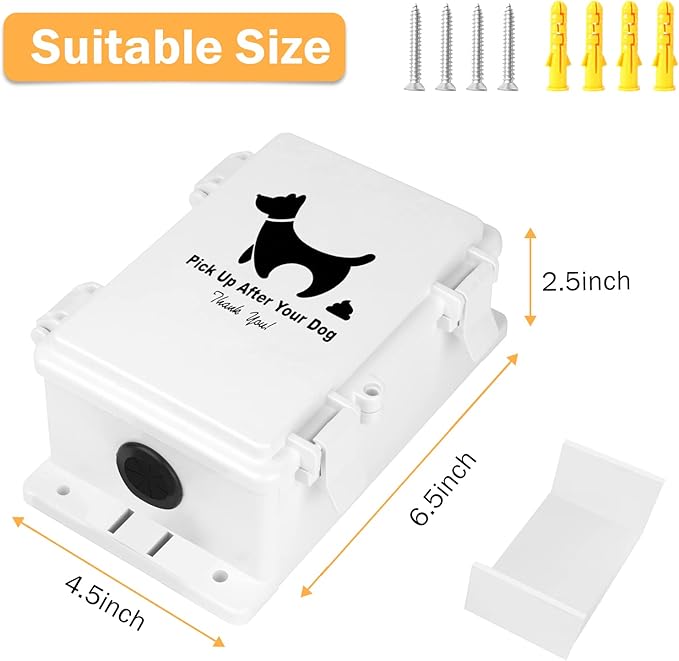 Dog Poop Bag Dispenser, Wall Mounted Outdoor Dog Waste Bags Dispenser Station, Waterproof Pet Waste Bag Holder Fits Home, Porch, Back Yard(Dispenser Only)