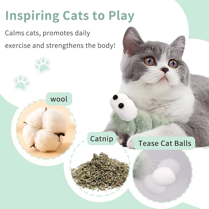 PAZ'S GIFT Cat Toy Interactive cat Mint cat Kick Toy, 11 feet Long, chewable Furry Plush Toy, Soothing Kitten Pillow，Appease The kitten's Pillow