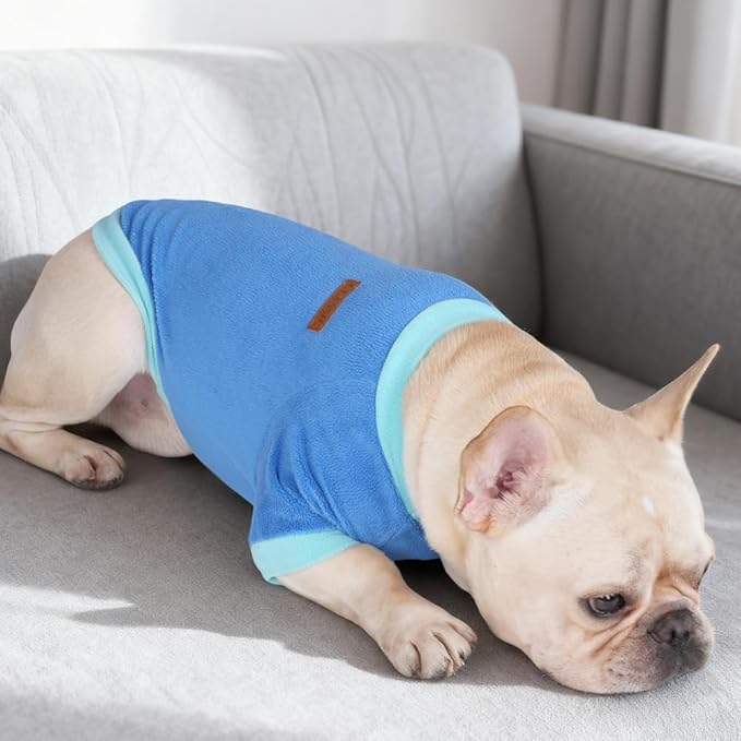 GreenJoy Classic Fleece Dog Sweater – Soft & Warm Stretchy Sweatshirt for Small Dogs & Cats, Cold-Weather Pullover for Everyday Wear (Dark Blue, Small)