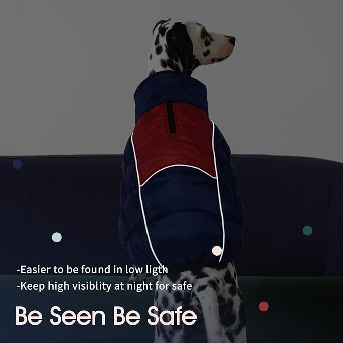 IECOii Large Dog Coat,Dog Jackets For Large Dogs Windproof Waterproof,Dog Winter Coat With Easy On Front Zipper,Thick Dog Fleece Vest With Harness Hole,Cold Weather Dog Snow Jacket For Large Dog,Large