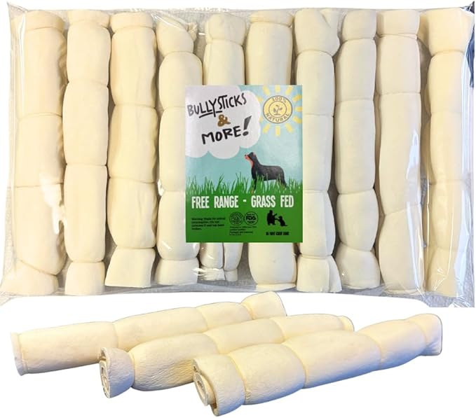 BULLYSTICKS & MORE Beef Cheek Rolls for Dogs (10-12" Regular Retriever Roll - 10 Count) - Beef Cheek Bones for Dogs - Dog Parents Choice - Premium No Hide Rolls