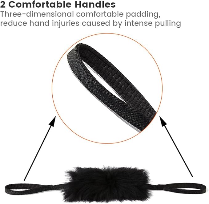 HOWGO Dog Bungee Chaser Toy Double Handles Natural Sheepskin Fur for All Breeds(Orange,2Pack)