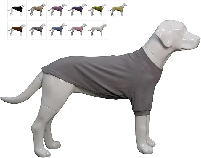 Lovelonglong Ribbed Dog T-Shirt Cotton Knitted Dog Sweaters for All Season Pet T-Shirts for Large Medium Small Dogs Dark Gray XS