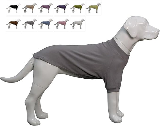 Lovelonglong Ribbed Dog T-Shirt Cotton Knitted Dog Sweaters for All Season Pet T-Shirts for Large Medium Small Dogs Dark Gray XS