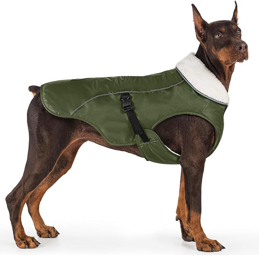EMUST Dog Winter Coat, Thick Windproof Pet Jacket Winter, Pet Dog Vest for Small/Medium/Large, Green, XXL