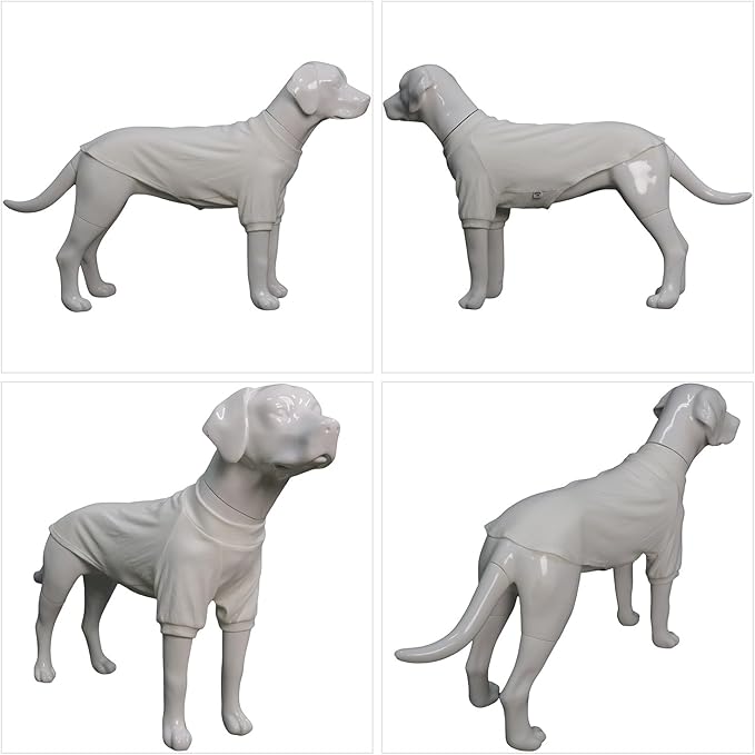 Lovelonglong Ribbed Dog T-Shirt Cotton Knitted Dog Sweaters for All Season Pet T-Shirts for Large Medium Small Dogs Off White M
