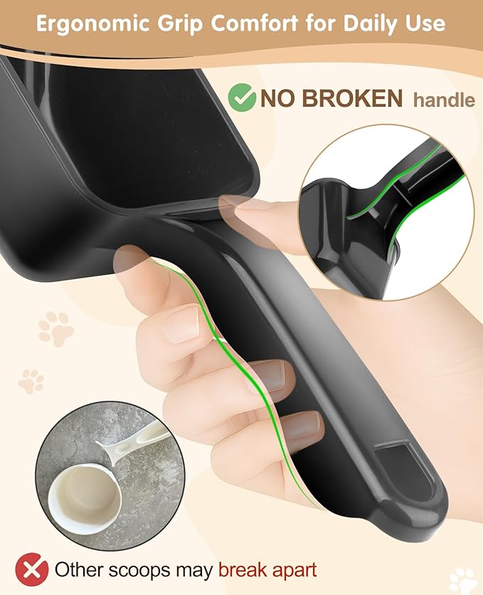 2-Pack Dog Food Scoop 1 Cup, Plastic Pet Food Measuring Scoop With Measuring Lines (1/2 & 1 Cup Markings) for Dogs, Cats, Fish, Bird（Black and Transparent（Black