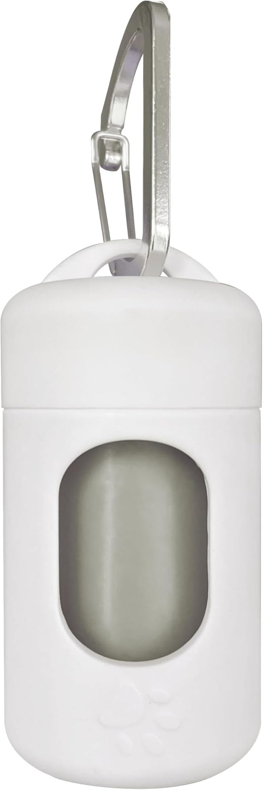 Dog Poop Bag Dispenser for Leash with Snap Clip, Skin-friendly Texture Waste Bag Holder for Dog Walks and Cats, Pets Litter Bag Container, Indoor & Outdoor Use (White, 1)