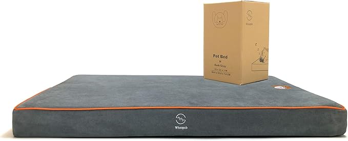 Dog Orthopedic and Crate Beds, Made of Memory and High Resilience Foram, Two-Sided Use, Providing Soft and Relatively Hard Support, with an Extra Inner Waterproof Protector (Gray, Medium)