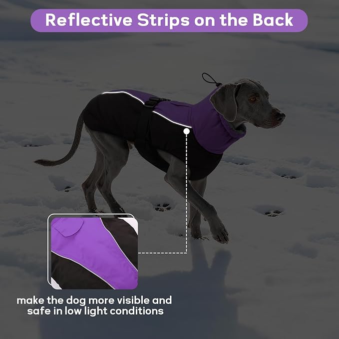 IDOMIK Dog Winter Coat, Reflective Waterproof Dog Jacket for Cold Weather, Warm Pet Coats for Small Medium Large Dogs, High Collar Doggy Fleece Snow Jacket, Winter Vest with Adjustable Buckle,S