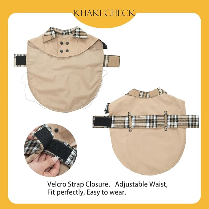 MAMORE Dog Jacket Waterproof Outdoor Vest for Smal Medium Large Dogs, Windproof Adjustable Breathable Lightweight Fashion Casual Dog Clothes (Khaki, XX-Large)