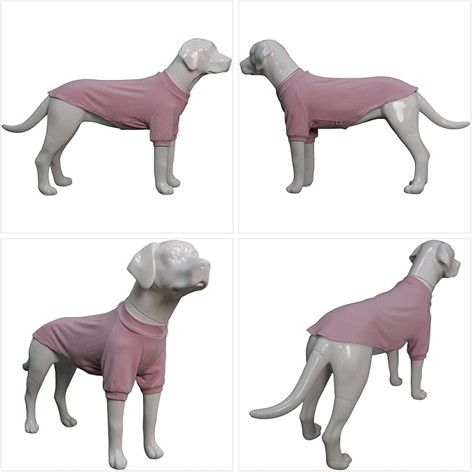 Lovelonglong Ribbed Dog T-Shirt Cotton Knitted Dog Sweaters for All Season Pet T-Shirts for Large Medium Small Dogs Light Pink 2XL