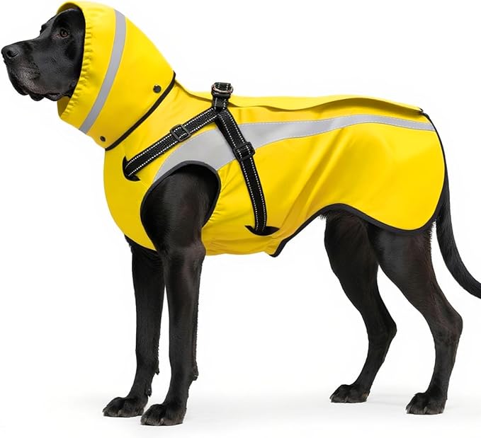 Mosucoirl Dog Raincoat Waterproof Raincoats for Dog Reflective Dogs Rain Jackets with Hood Hoodie Pet Rain Poncho Coat for Small Medium Large Dogs Puppies S-XXL (Yellow, M)