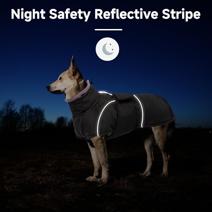 Dog Winter Coat for Small to Large Dogs(XS-XXXL)– Waterproof Windproof Fleece Lined Jacket with Reflective Trim,Pet Vest with Adjustable Buckles, Machine Washable Grey M