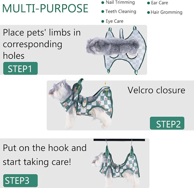AIO Cat & Dog Restraint Sling for Nail Trimming Foldable Dog Grooming Supet Relaxation Hammock Harness for Pet Grooming