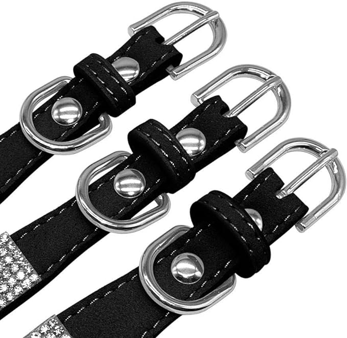 Serijoars Small Dog Collar with Rhinestone Crystal Diamond Colorful Bling Girl Puppy Cat Collars (M, Light Blue5)