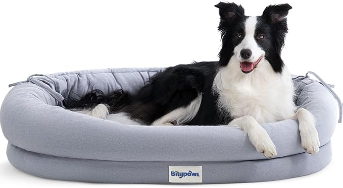Orthopedic Dog Bed for Large Dogs, Pet Sofa Bed with Egg Crate Foam, 4-Sided Bolster, Removable Washable Cover & Anti-Slip Bottom, X-Large Gray