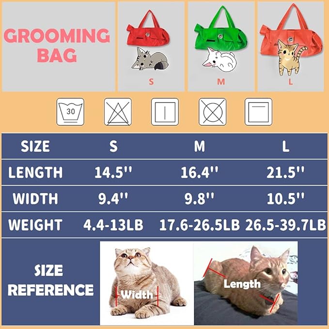 Kukaster Pet Cat’s Restraint Bag for Claw Care Nail Trimming Anti-Scratching Grooming Bag for Cats Medical Examination(Blue-s)